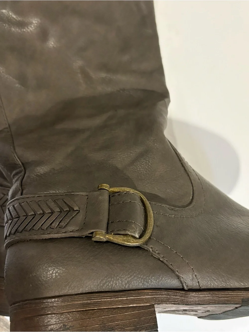 BASS‎ Adrina Gray Brown Tall Riding Boots Sz 7.5 Boho Equestrian Classic
